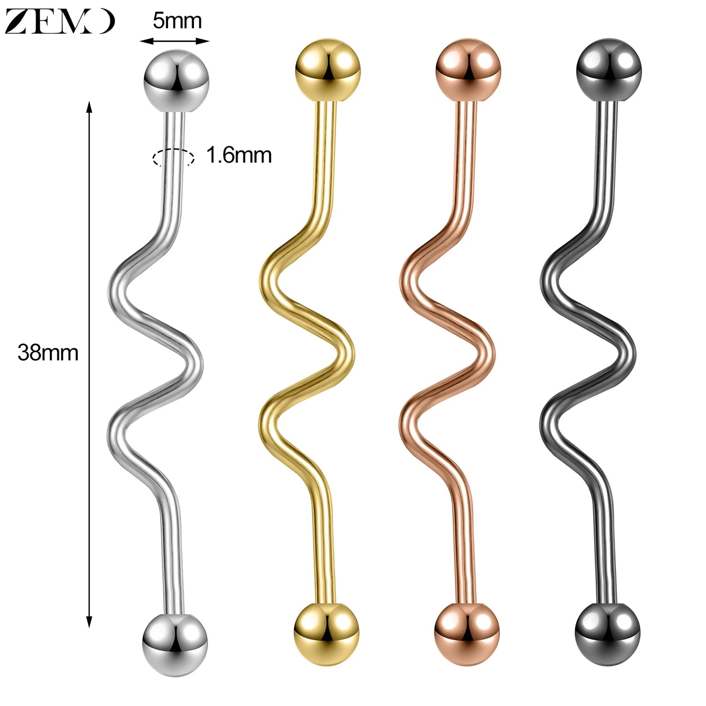 ZEMO 14G Stainless Steel Industrial Barbell Earrings - Versatile and Stylish for All Occasions
