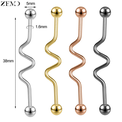 ZEMO 14G Stainless Steel Industrial Barbell Earrings - Versatile and Stylish for All Occasions