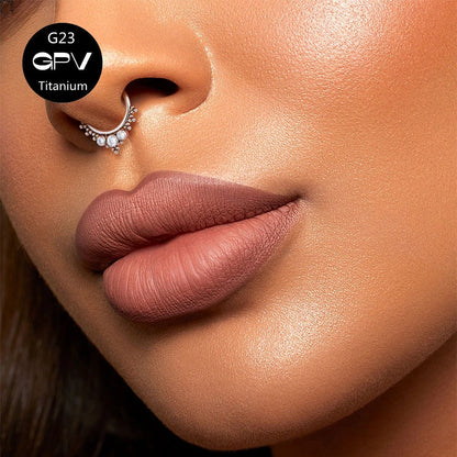 G23 Titanium Nose Ring with Zircon & Opal - Versatile Body Jewelry