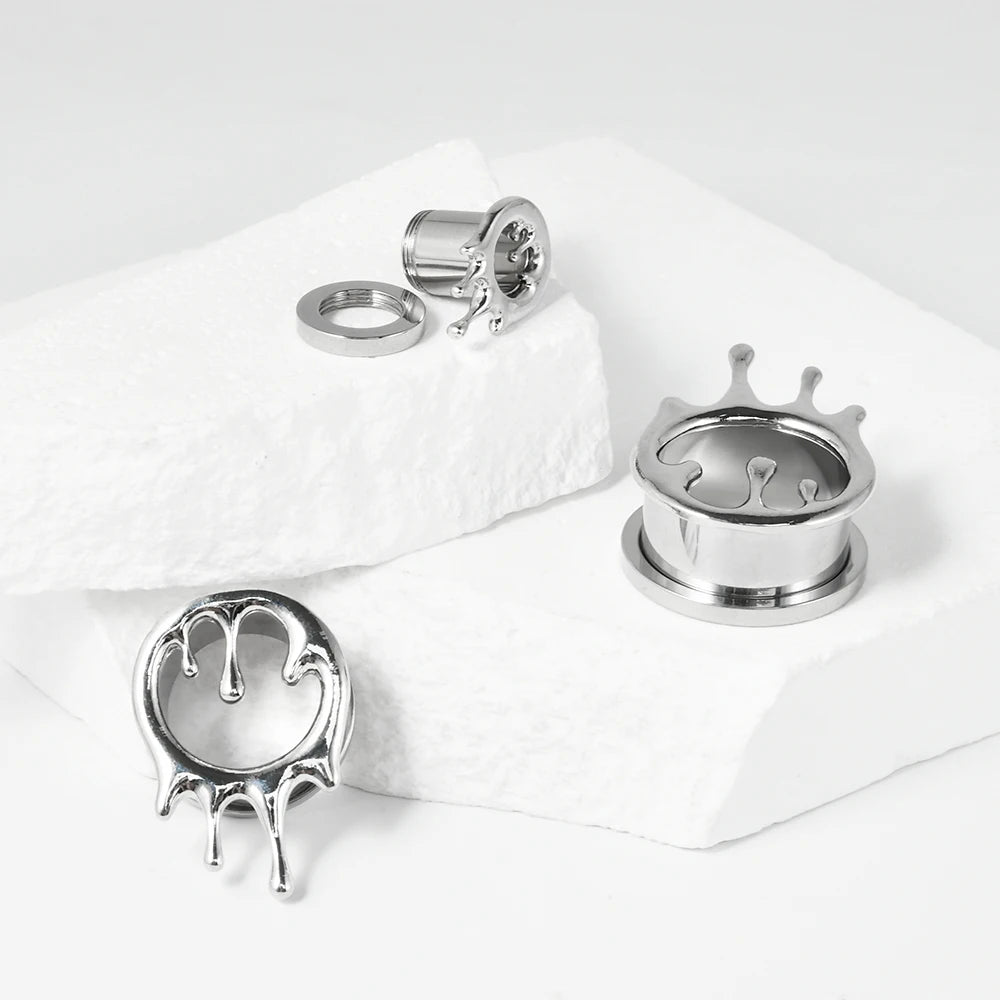 Dreamlee Heart Zircon Ear Tunnel Plugs - Stylish Stainless Steel Body Jewelry