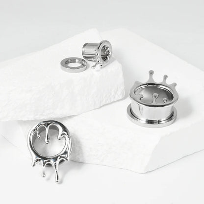 Dreamlee Heart Zircon Ear Tunnel Plugs - Stylish Stainless Steel Body Jewelry