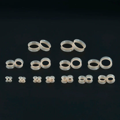 Pair Skin Thin Soft Flexible Ear Tunnels Double Flare Ear Plugs Flesh Tunnel Ear Gauge Expander Stretcher Earlets Earrings