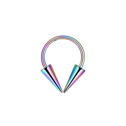Versatile Stainless Steel Nose Ring Set - Multi-Color 16G Horseshoe Hoop and Spike Septum Piercing Kit