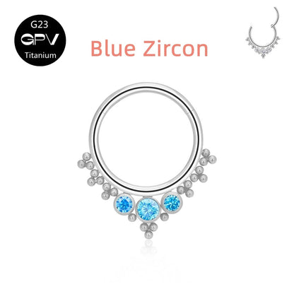 G23 Titanium Nose Ring with Zircon & Opal - Versatile Body Jewelry