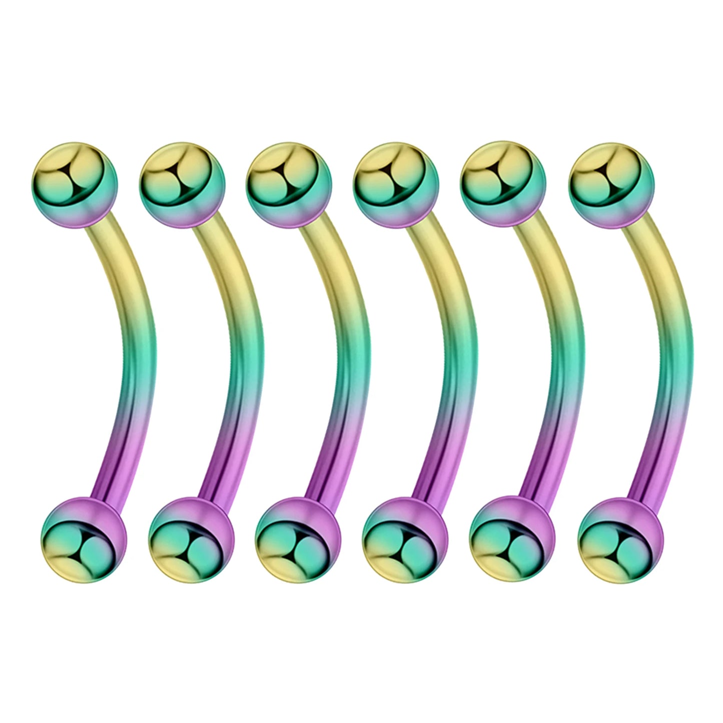 6PCS Stainless Steel Curved Barbell Jewelry - Banana Shape Eyebrow/Lip Ring, Helix/Navel/Cartilage Earring for Men Women
