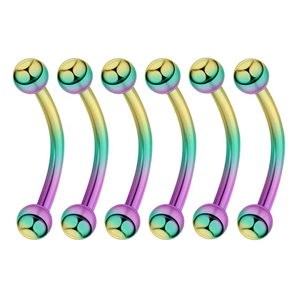 6PCS Stainless Steel Curved Barbell Jewelry - Banana Shape Eyebrow/Lip Ring, Helix/Navel/Cartilage Earring for Men Women