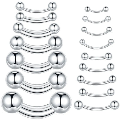 1/5PCS Steel Curved Barbell Banana Large Size 16G-00G Eyebrow Cartilage Tragus Piercing Earring Lip Stud Tongue Jewelry for Men