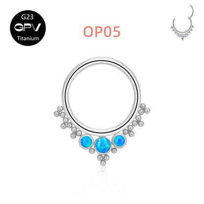 G23 Titanium Nose Ring with Zircon & Opal - Versatile Body Jewelry