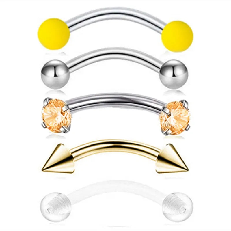 5PCS Crystal Eyebrow Piercing Set Curved Barbell Piercings Rook Earring Bulk Helix Stud Tragus Earrings Cartilage Jewelry Labret