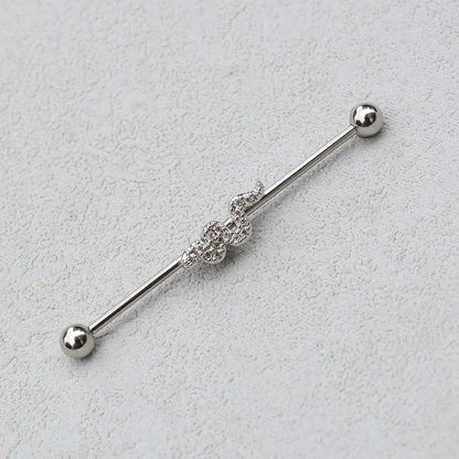 1PC Industrial Piercing Barbells Jewelry Stainless Steel CZ Heart Ball Pearl Cartilage Helix Earring Body Piercing for Women Men