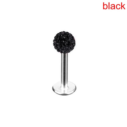 Stylish Labret Stud with Crystal Ball - Versatile Stainless Steel Body Jewelry
