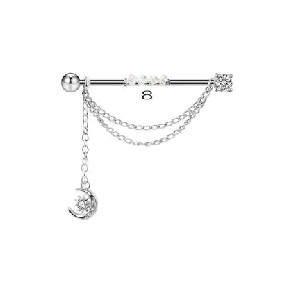 1PCS Stainless Steel dangling Industrial Piercing Barbell 14G Star Industrial Earring Tragus Cartilage Jewelry Industrial Rings