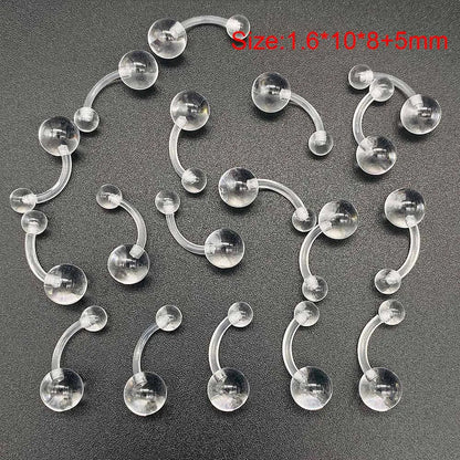 Versatile Acrylic Body Piercing Set - Transparent Barbell Rings for Lips, Ears, Nose, and More