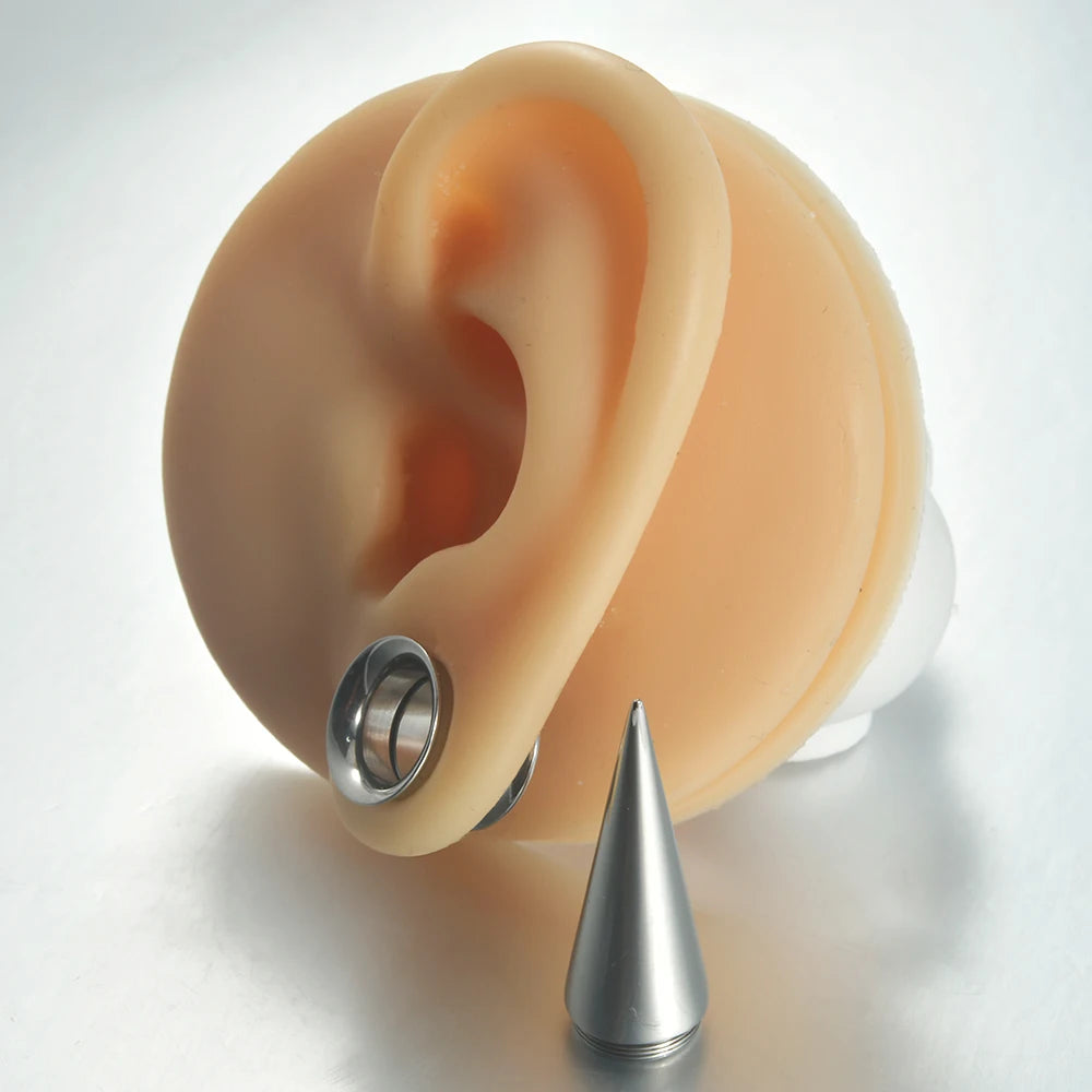 3PCS Unisex 2 in 1 Ear Taper Surgical Steel Screw Fit Interchangeable Ear Tunnel Stretcher Expander Ear Gauges Piercing Earrings