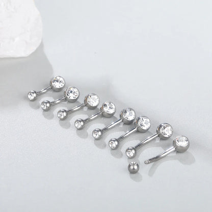 1PCS G23 Titanium 14G Gold Color Belly Button Rings Navel Nombril Piercing CZ Gem 6/8/10/12mm Bar Belly Piercing Sexy Jewelry