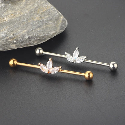 Surgical Steel Zircon Industrial Barbell Piercing Bar Fashion Jewelry 14G Star Moon Industrial Barbell Body Piercing Ear Studs