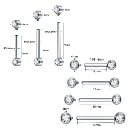 Hypoallergenic Titanium Nipple Barbell with Sparkling CZ Crystal - Versatile & Elegant