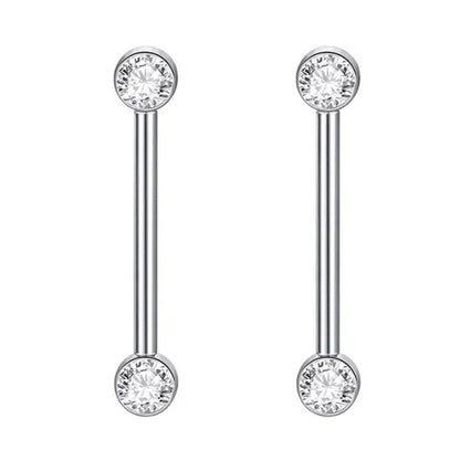 1/2Pcs Titanium Nipple Piercing Jewelry CZ Bezel Tongue Nipple Bars Piercing for Breasts Sexy Piercing Mamilo for Women 12-20mm
