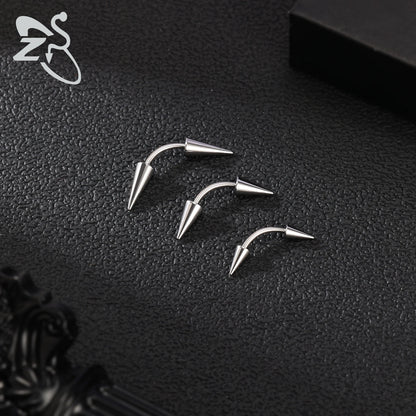 Versatile Black Stainless Steel Long Spike Eyebrow Ring for Any Occasion