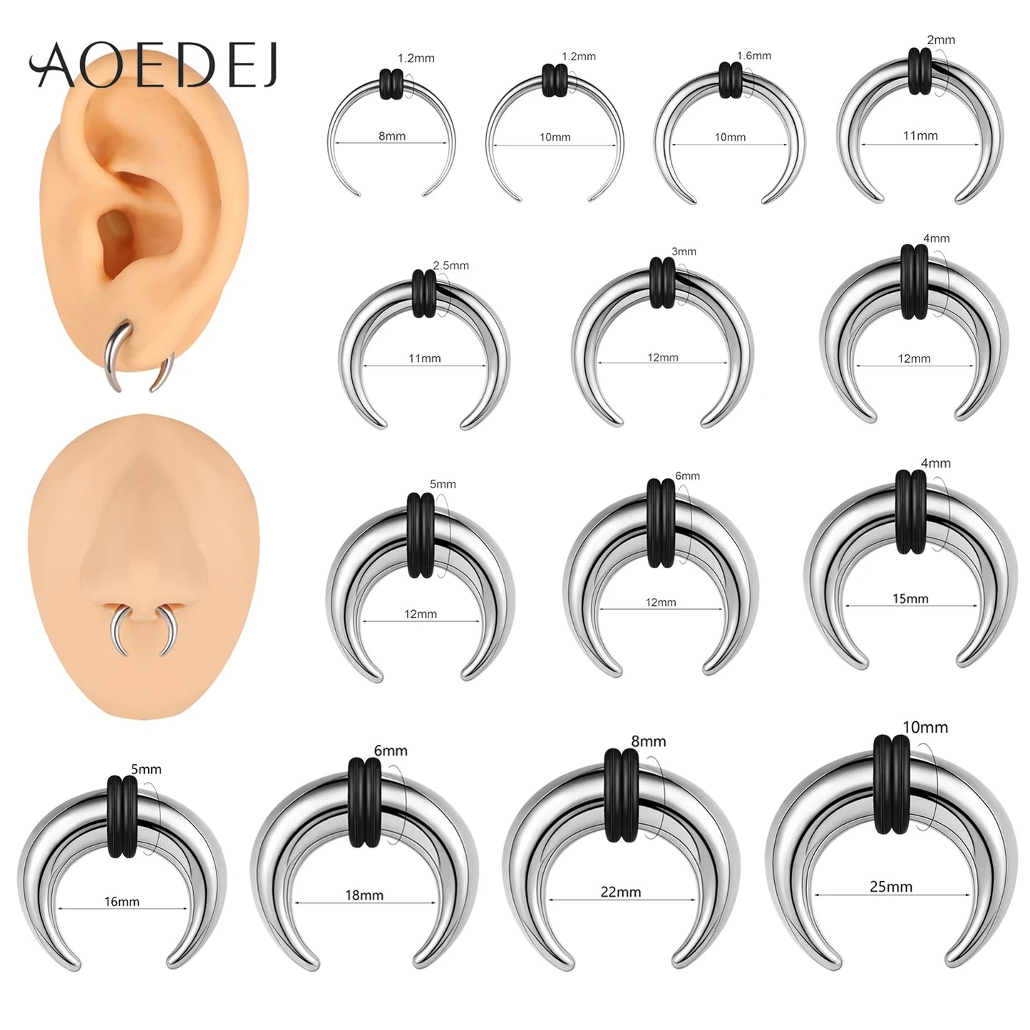 Versatile Stainless Steel Horseshoe Nose Ring by AOEDEJ - Comfortable & Stylish Body Jewelry