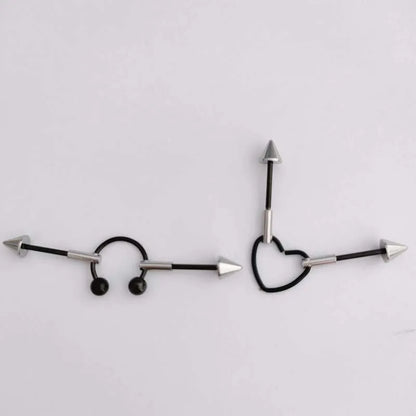 1PC New Stainless Steel Industrial Piercing Contrasting Colors Design Movable Adjustable Industrial Bar Heart Ear Piercing 16G