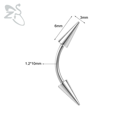Versatile Black Stainless Steel Long Spike Eyebrow Ring for Any Occasion