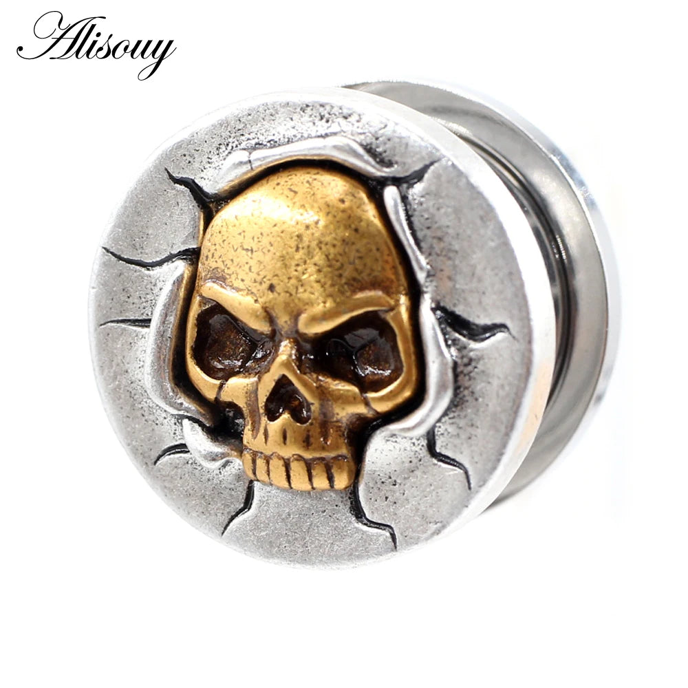 2PCS Stainless Steel Star Moon Sun Skull Cat Butterfly Ear Gauges Tunnels Plugs Expander Stretcher Piercing Body Jewelry