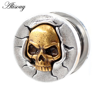 2PCS Stainless Steel Star Moon Sun Skull Cat Butterfly Ear Gauges Tunnels Plugs Expander Stretcher Piercing Body Jewelry