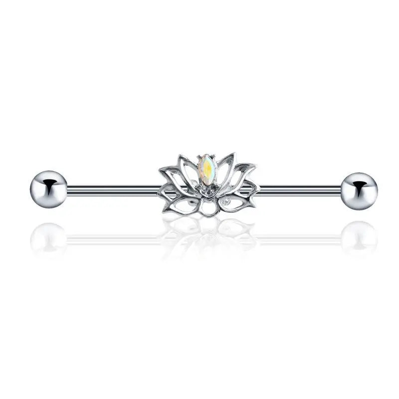Surgical Steel Zircon Industrial Barbell Piercing Bar Fashion Jewelry 14G Star Moon Industrial Barbell Body Piercing Ear Studs