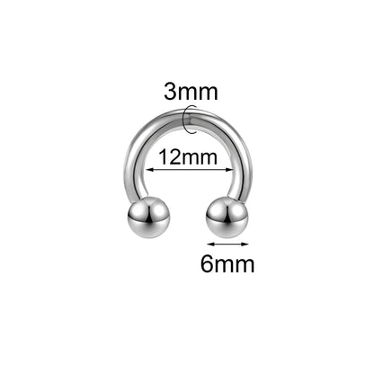 ZS 1 Piece 2/4/6/8G Stainelss Steel Horseshoe Nose Ring Men Internal Threaded Large Gauge Piercings Ear Expander Septum Piercing