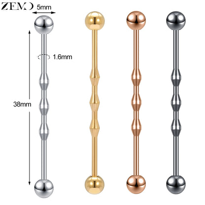 ZEMO 38MM Stainless Steel Industrial Barbell Earrings - Unisex, Multistyle