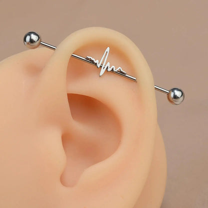 1PC Industrial Piercing Barbells Jewelry Stainless Steel CZ Heart Ball Pearl Cartilage Helix Earring Body Piercing for Women Men