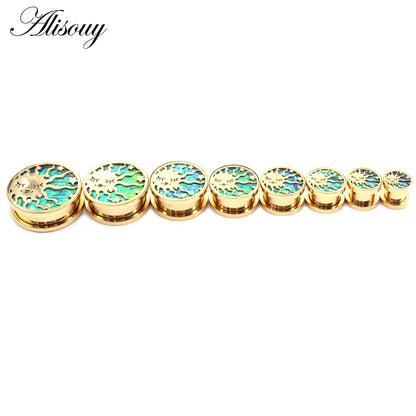 2PCS Stainless Steel Star Moon Sun Skull Cat Butterfly Ear Gauges Tunnels Plugs Expander Stretcher Piercing Body Jewelry