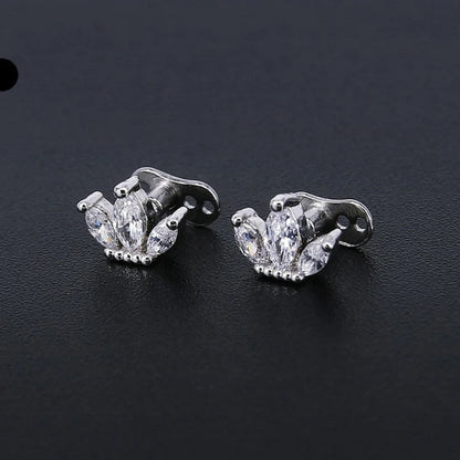 Elegant Stainless Steel Dermal Anchor Set with Cubic Zirconia