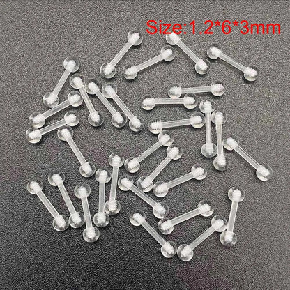 Versatile Acrylic Body Piercing Set - Transparent Barbell Rings for Lips, Ears, Nose, and More