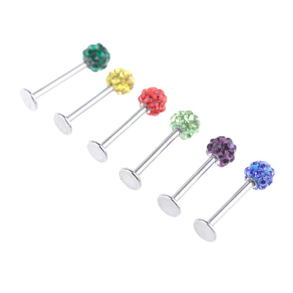 Stylish Labret Stud with Crystal Ball - Versatile Stainless Steel Body Jewelry