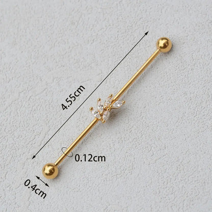 1PC Industrial Piercing Barbells Jewelry Stainless Steel CZ Heart Ball Pearl Cartilage Helix Earring Body Piercing for Women Men