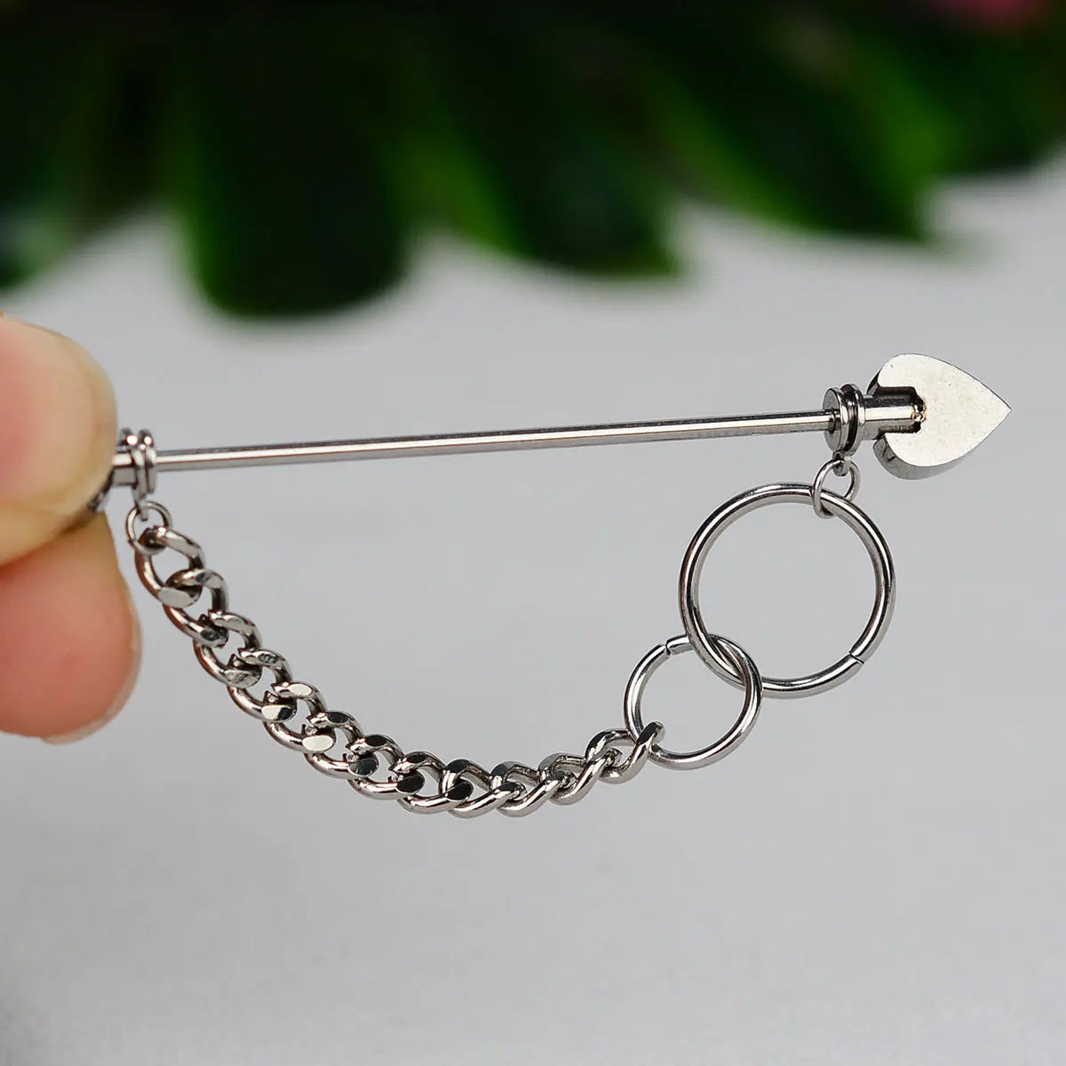 1PC Surgical Steel Industrial Piercing Jewelry With Chain Tassel Bridge Piercing Barbell Earrings Scaffold Bar for Women Men 16G