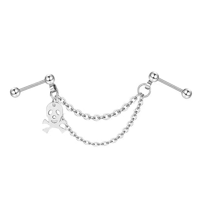 Fashion Double Piercing Chain Stud Earring Industrial Piercing Chain Earrings Tassel Cartilage Helix Jewelry