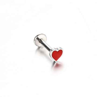 ZS 1 Piece 16G Stainless Steel Labret Lip Piercing Spade Heart Diamond Club Shape Ear Cartilage Tragus Helix Piercings 6MM/8MM